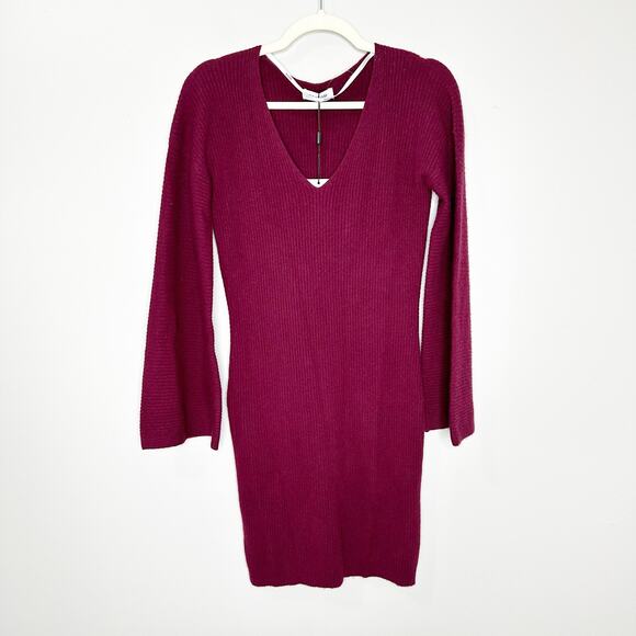 Naadam Womens Twisted Ribbed Wool And Cashmere-Blend Mini Dress Pink XS NWT - Picture 2 of 10